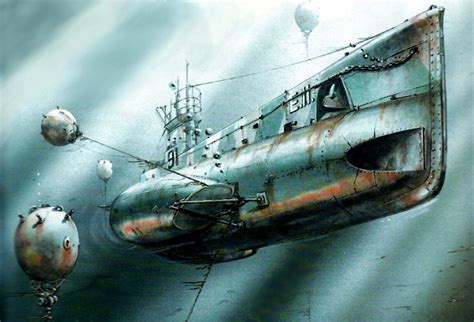 Submarino Hms E11 En El Cuerno De Oro German Submarines Navy Art