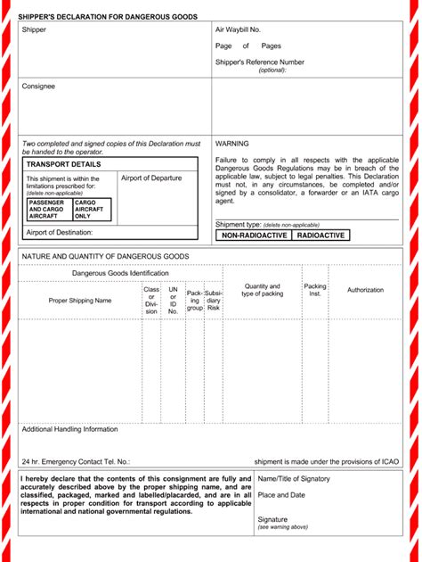 Tcd Shippers Declaration Of Dangerous Goods Fill And Sign Printable