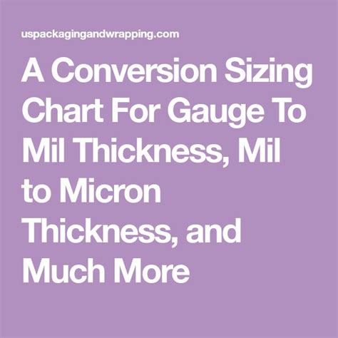 Gauge To Mil Micron Mm Inch Conversion Chart In 2020 Chart Gauges