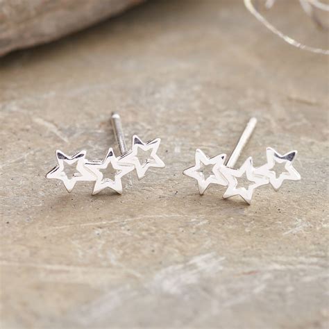 Sterling Silver Twinkle Star Earrings Studs By Attic