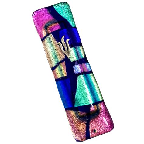 Art Glass Mosaic Blue Mezuzah T Box And Non Kosher Scroll Included