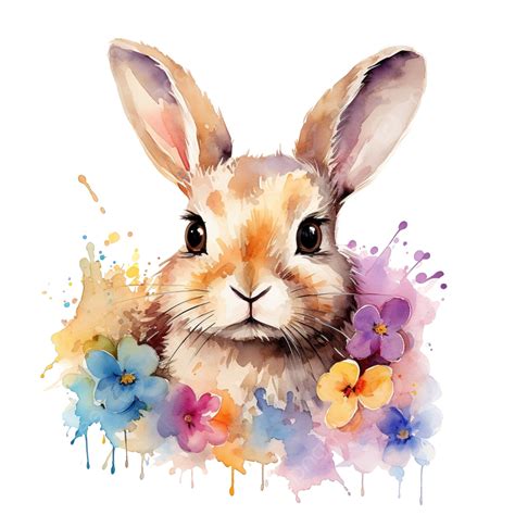 Watercolor Bunny Art Bunny Watercolor Rabbit Png Transparent Image