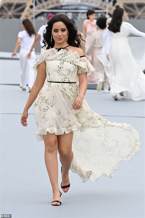 camila cabello wows in a floral dress on the l oreal runway at paris fashion