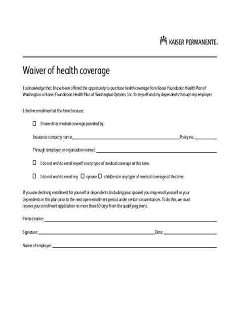 Health insurance waivers used to be popular among employers attracting employees. FREE 9+ Health Waiver Forms in PDF | Ms Word