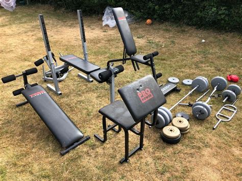 Gym Weight Lifting Equipment Various Benches Wrights Bars Etc In