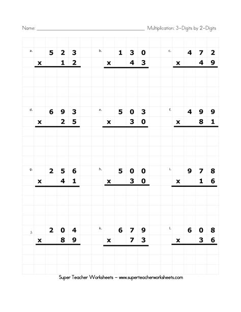 11 Three Digit Multiplication Worksheets