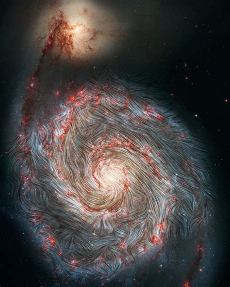 The Magnetic Fields Swirling Within The Whirlpool Galaxy Universe Today