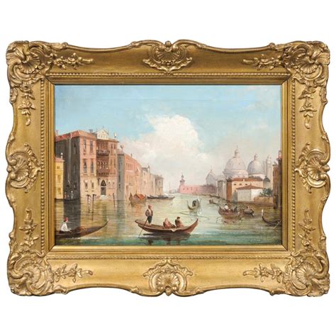 Italian Oil On Canvas Painting Of Venice Circa 1830 In Original