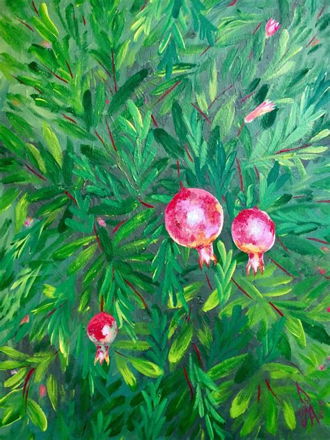 Original Handmade Acrylic Pomegranate Tree Painting Dailydesignist