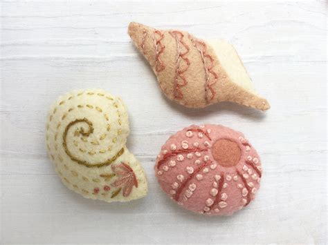 Felt Seashells Pdf Pattern Download Beach Decor Plush Sewing Etsy
