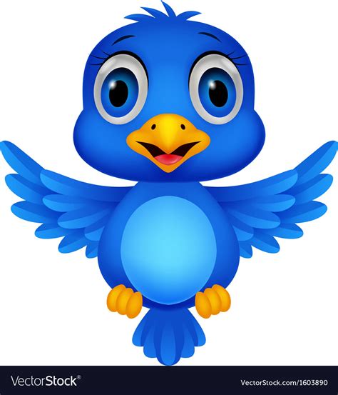 Cute Blue Bird Cartoon Royalty Free Vector Image