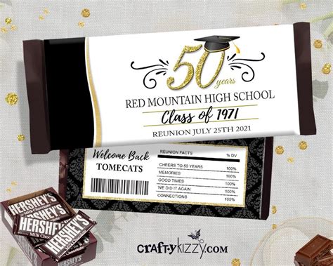 50 Year Class Reunion Candy Wrapper 50th High School Class Reunion