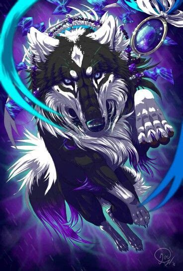 Blue Fiery Anime Wolf Wolf Wallpaper Wolf Spirit Animal