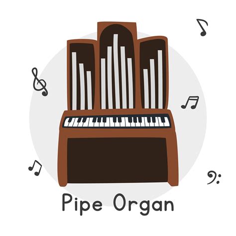 Pipe Organ Clipart Cartoon Style Simple Cute Wooden Church Organ Flat