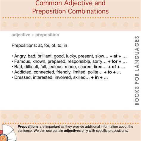 Common Adjective And Preposition Combinations Common Adjectives Adjectives Language Curriculum