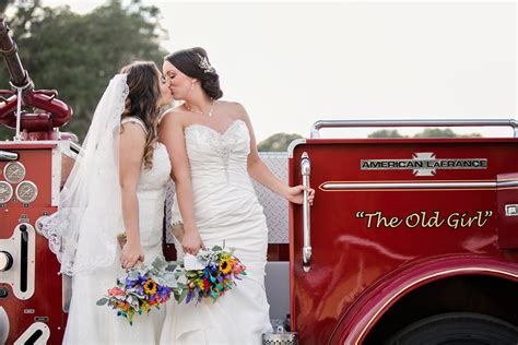 Teal And Gray Wedding With Firetruck