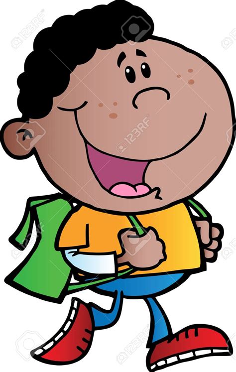 Africian Americancartoon Boy With Backpack Clipart 20 Free Cliparts