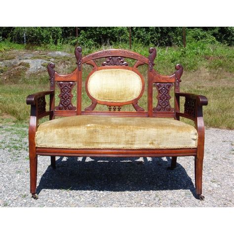 Antique Carved Walnut Victorian Settee Loveseat Entry Bench Chairish