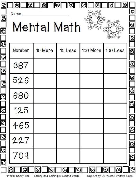 Mental Math For Second Grade Mental Maths Worksheets 2nd Grade Math