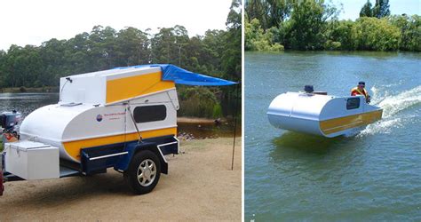 Diy Micro Camper Converts Into A Boat And You Can Get The Plans To