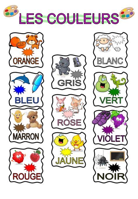 Les Couleurs Fle Lexique Des Couleurs Pinterest French Colors Learning French And