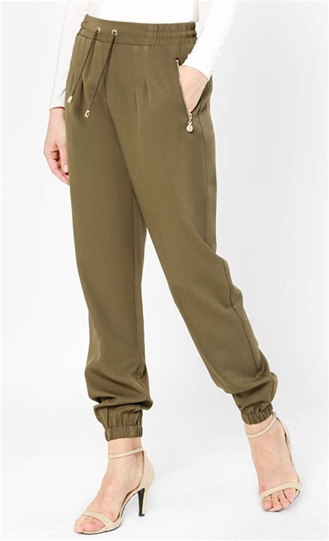 zilla drawstring pants in army green fashionvalet