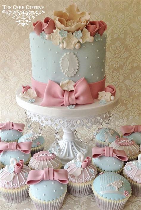 shabby chic celebration cake and cupcakes decorated cakesdecor