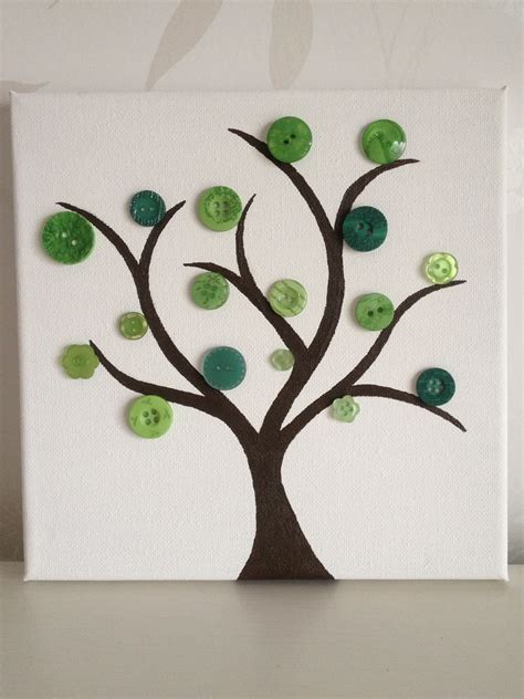 Button Tree Canvas Would Love To Try This  Button Tree Canvas Button Crafts Button Art