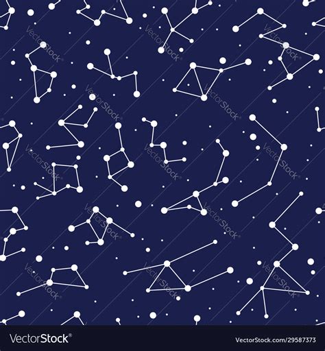 Constellation Seamless Background Pattern Zodiac Vector Image
