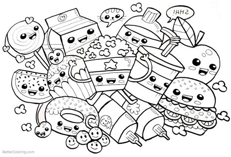 Cute Kawaii Food Coloring Pages Sketch Coloring Page