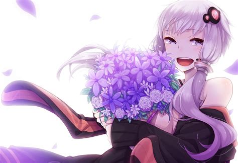 Female Anime Character Holding Bouquet Hd Wallpaper Wallpaper Flare