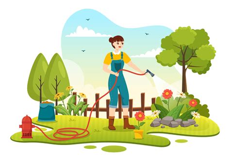 Jardinero Ilustración Con Jardín Herramientas Agricultura Crece