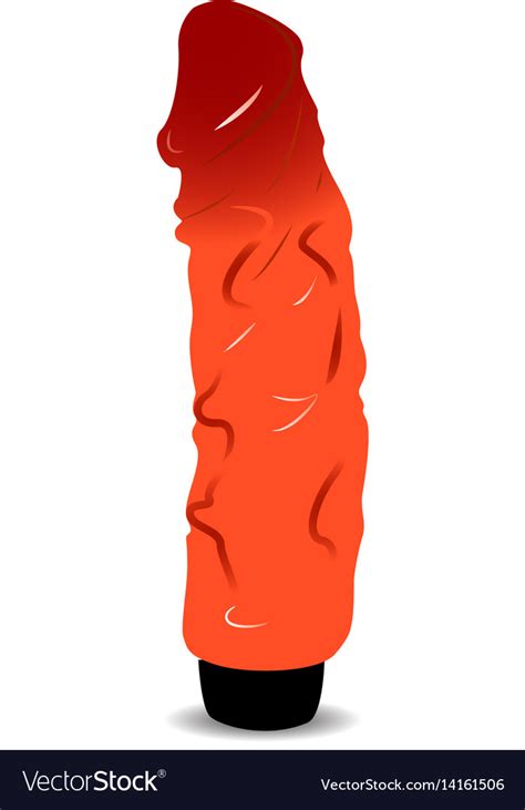 Sex Toy Red Dildo Vibrator On White Background Vector Image