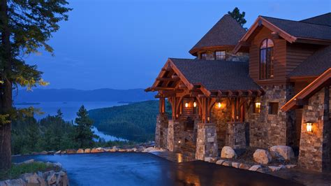 Idaho Mountain Style Home Lake View Exterior Mountain Style Homes Rustic Home Design