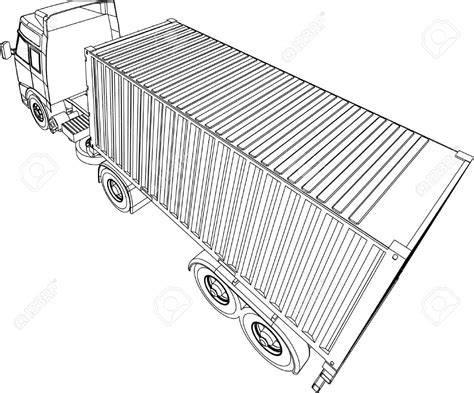 Container Truck Line Drawing