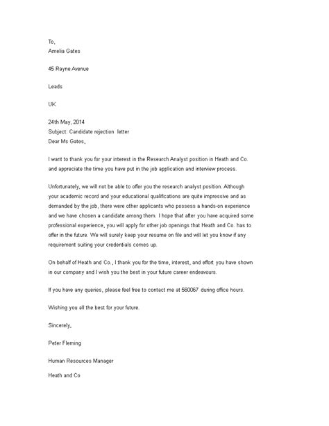 Candidate Rejection Letter Templates At
