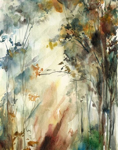 Landscape Watercolor Painting Art Print Forest By Canotstopprints