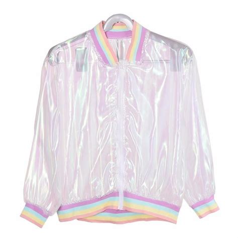 Rainbow Hologram Jacket Coat Women Fashion Holographic Jacket
