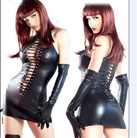 2019 Sexy Women Faux Leather Bodycon Fetish Jumpsuit Black