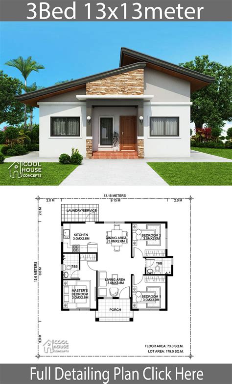 Home Design Plan 14x18m With 3 Bedrooms Home Ideas Modern Bungalow