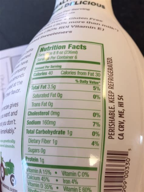 Califia Unsweetened Vanilla Almond Milk Nutrition Facts Tutorial Pics