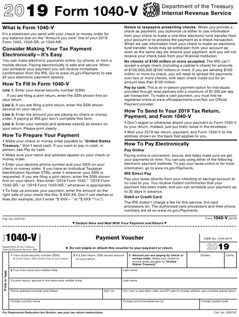 (form 1040) department of the treasury internal revenue service (99) itemized deductions. IRS Form 1040 V Download Fillable PDF 2019 Payment | 2021 Tax Forms 1040 Printable
