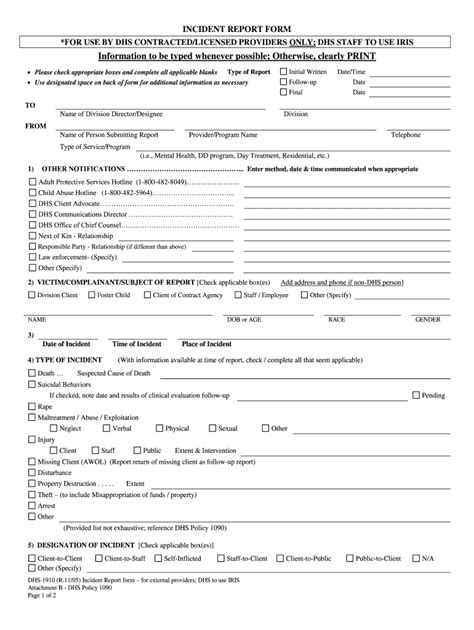 Dhs Incident Report 2005 2024 Form Fill Out And Sign Printable Pdf