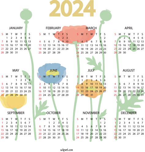 2024 Calendar Flower Calendar Design For 2024 Yearly Calendar 2024