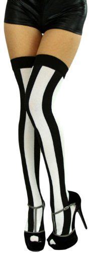 tobeinstyle women s wide vertical striped thigh hi stockings one size black w white wide