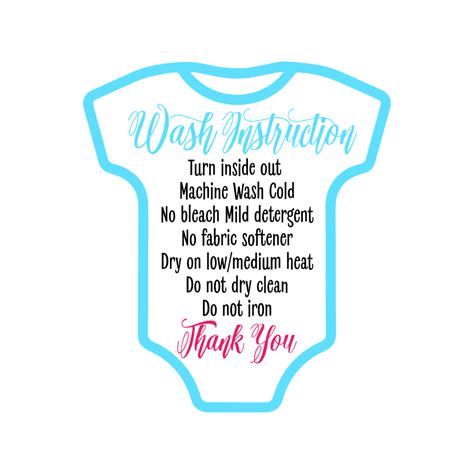 Wash Instruction Baby Onesie Care Card Free Svg File Svg Heart