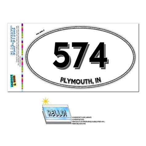 574 Plymouth In Indiana Oval Area Code Sticker