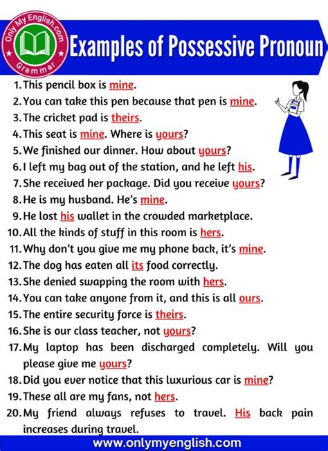 Examples Of Possessive Pronouns In Sentences English Vocabulary Words