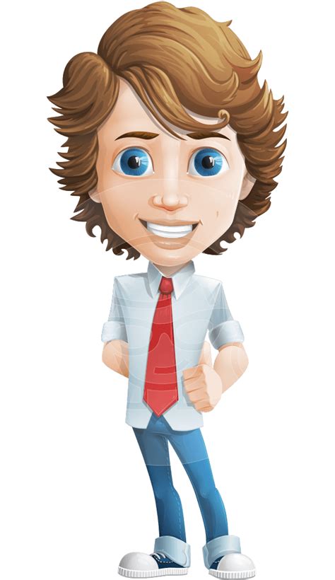Blueeyed Male Character Casually Dressed With A Tie Vector Graphic