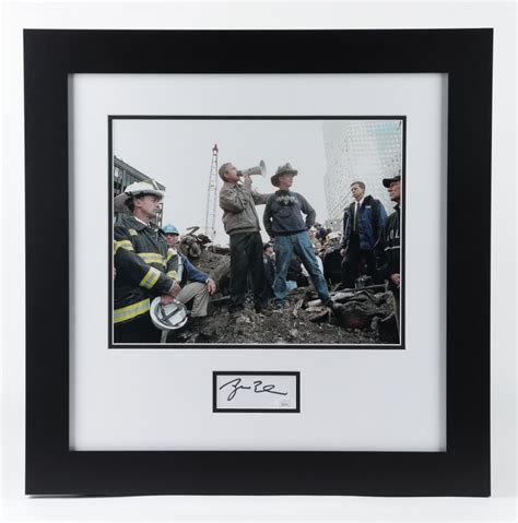 George W Bush Signed 911 Ground Zero Speech Custom Framed Cut Display